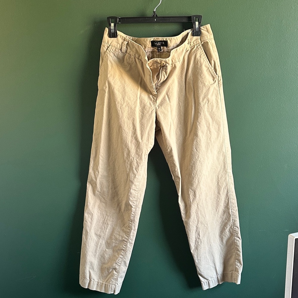 Talbots Petites Women's Boyfriend Tan Trousers  Size 10P